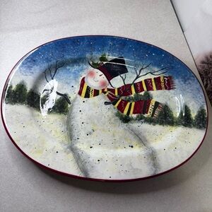 Certified International Susan Winget Snowman Platter - Blue, Red, Yellow‎